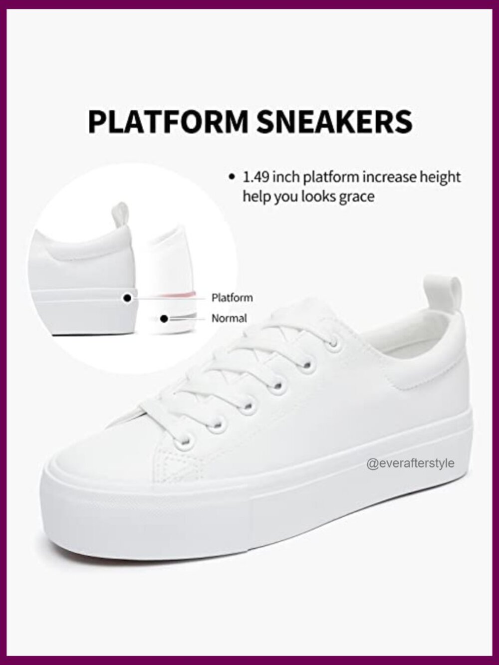 PU Leather Platform Sneakers Lace Up Casual Walking Shoes - Picture 4 of 7